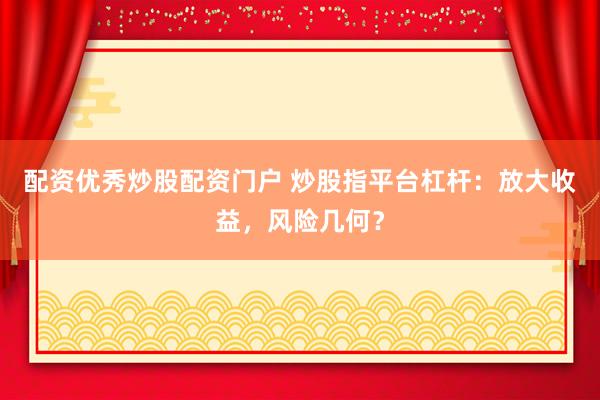 配资优秀炒股配资门户 炒股指平台杠杆：放大收益，风险几何？