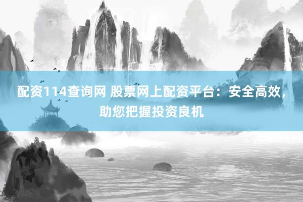 配资114查询网 股票网上配资平台：安全高效，助您把握投资良机