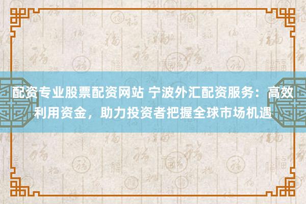 配资专业股票配资网站 宁波外汇配资服务：高效利用资金，助力投资者把握全球市场机遇