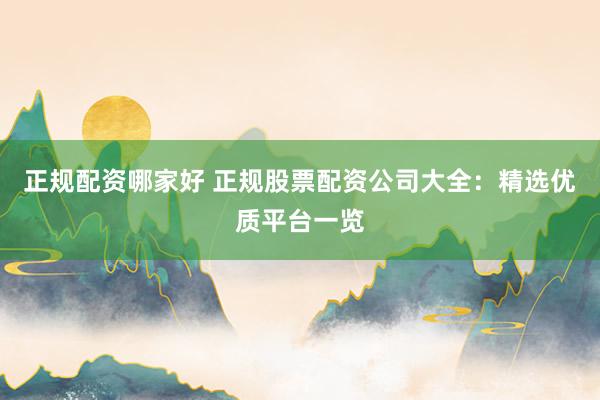 正规配资哪家好 正规股票配资公司大全：精选优质平台一览