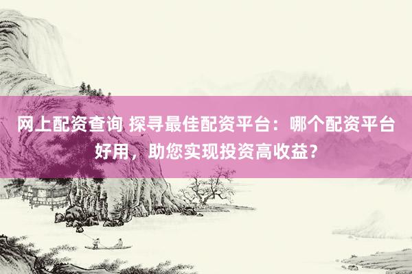 网上配资查询 探寻最佳配资平台：哪个配资平台好用，助您实现投资高收益？