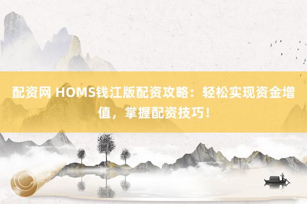 配资网 HOMS钱江版配资攻略：轻松实现资金增值，掌握配资技巧！