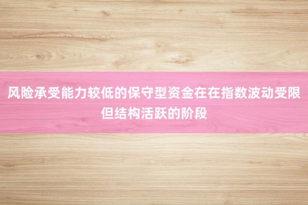 风险承受能力较低的保守型资金在在指数波动受限但结构活跃的阶段