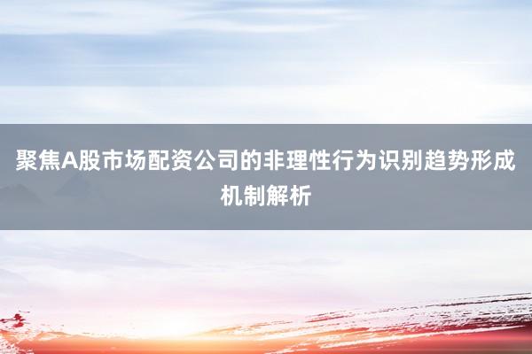 聚焦A股市场配资公司的非理性行为识别趋势形成机制解析