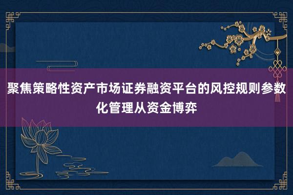 聚焦策略性资产市场证券融资平台的风控规则参数化管理从资金博弈