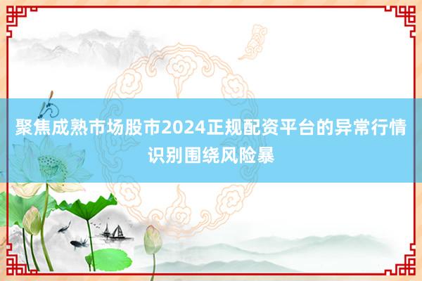 聚焦成熟市场股市2024正规配资平台的异常行情识别围绕风险暴