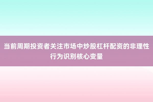 当前周期投资者关注市场中炒股杠杆配资的非理性行为识别核心变量