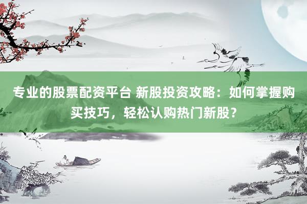 专业的股票配资平台 新股投资攻略:如何掌握购买技巧,轻松认购热门新股?