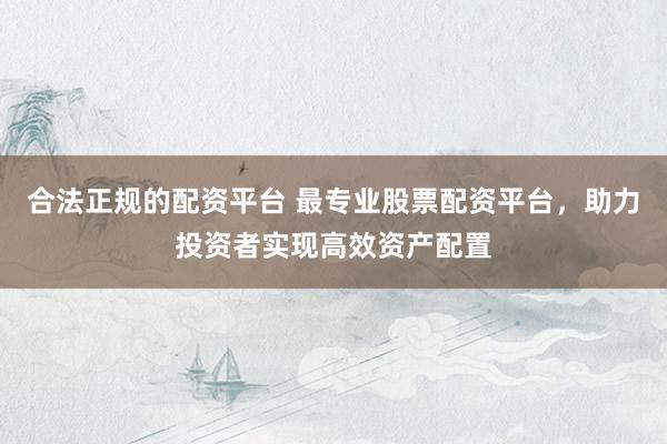 合法正规的配资平台 最专业股票配资平台，助力投资者实现高效资产配置